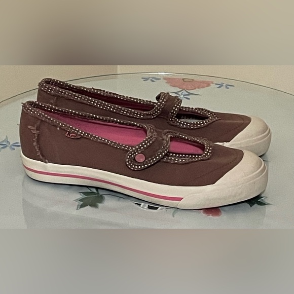 Keds Brown women’s Mary Jane cavas shoes with Pink accents Size 7.5 - Picture 1 of 9